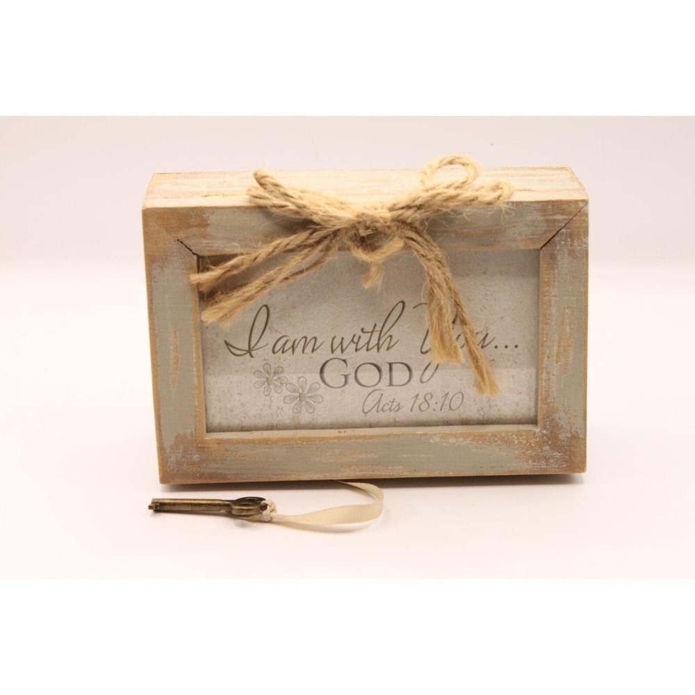 Cottage Garden "I Am with You God" Amazing Grace Music Rustic Wooden Box